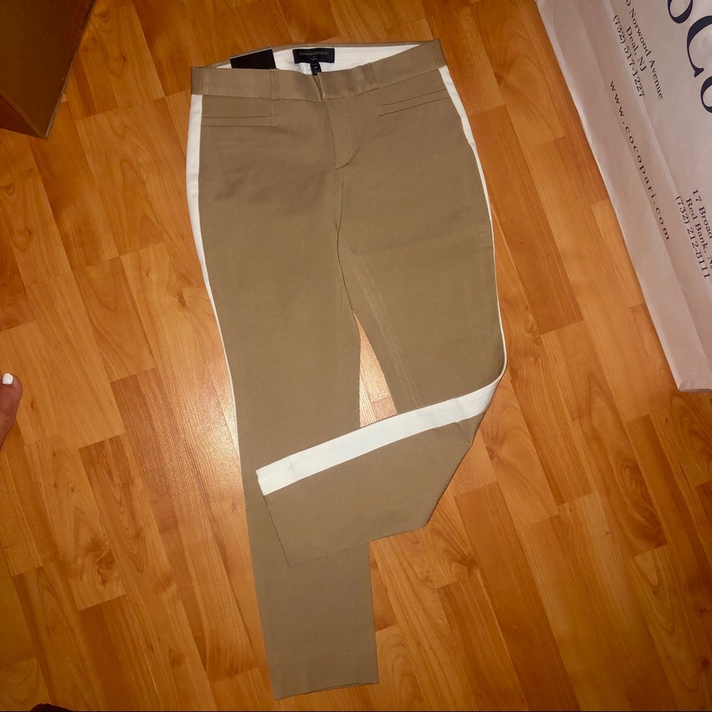 🆕 Banana Republic Sloan Pant 0 Petite tan stripe